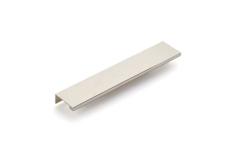 The Emtek Cabinet Edge Pull, 8" Center to Center in Lifetime Polished Nickel finish