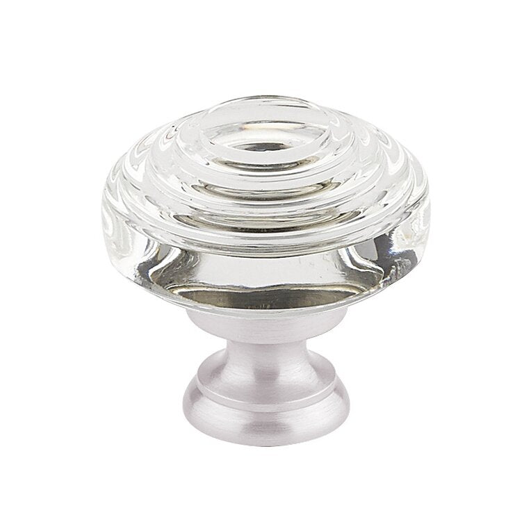 The Emtek Deco Glass Knob 1-1/4" Wide (1-3/8" Projection) in Lifetime Polished Nickel finish