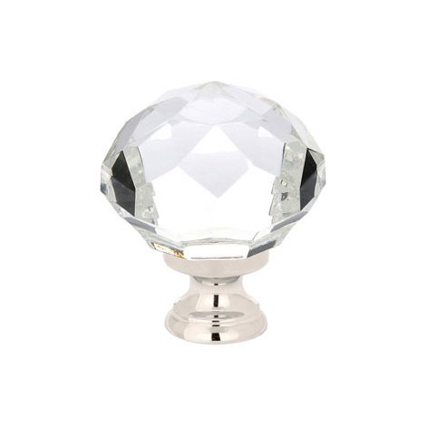 The Emtek Diamond Crystal Glass Cabinet Knob in Lifetime Polished Nickel finish.