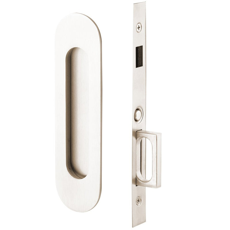 Emtek Dummy Narrow Oval Pocket Door Mortise Lock in Lifetime Polished Nickel finish