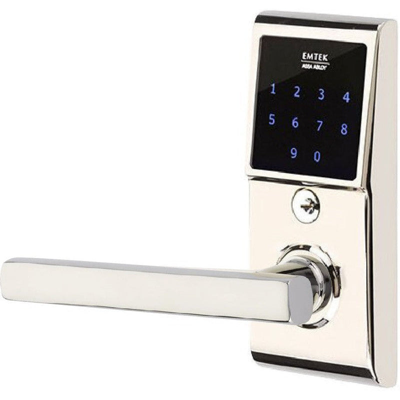 Emtek EMTouch Electronic Touchscreen Keypad Leverset with Freestone Lever in Lifetime Polished Nickel finish