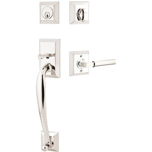 Emtek Franklin Tubular Entrance Handleset With Hercules Lever in Lifetime Polished Nickel finish