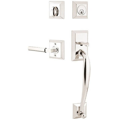 Emtek Franklin Tubular Entrance Handleset With Hercules Lever in Lifetime Polished Nickel finish