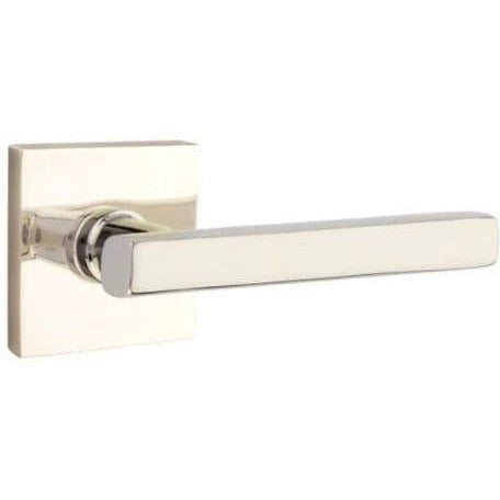 Emtek Freestone Lever With Square Rosette in Lifetime Polished Nickel finish