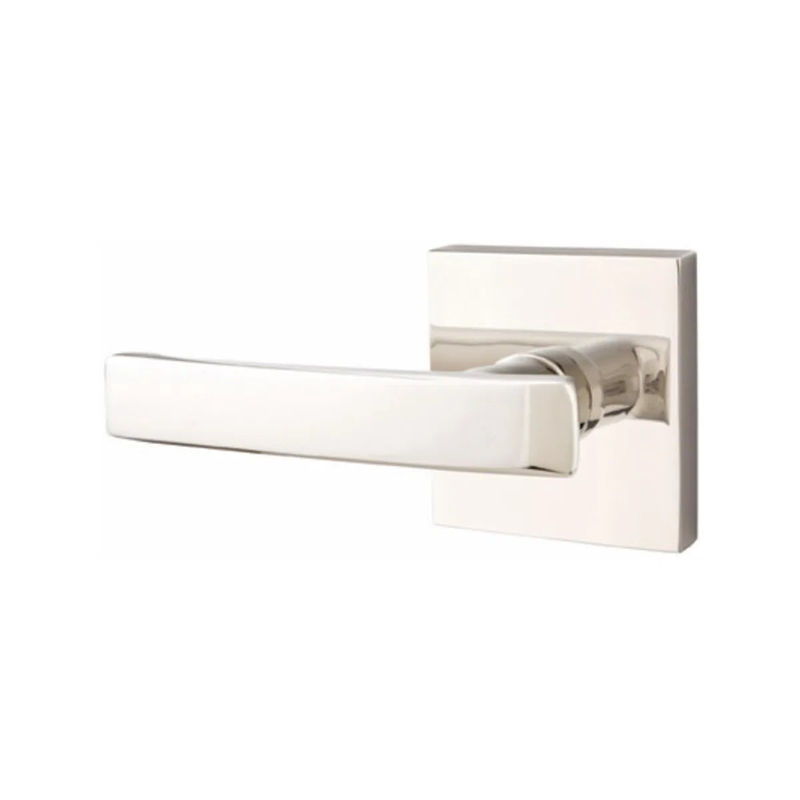 Emtek Geneva Lever With Square Rosette in Lifetime Polished Nickel finish