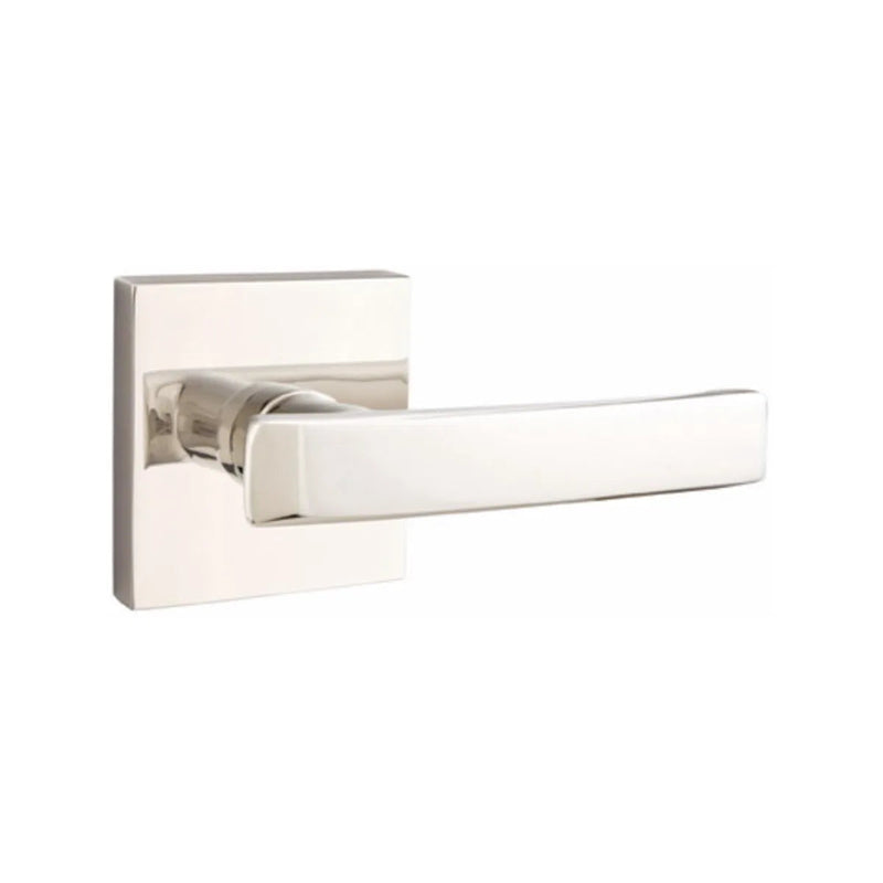 Emtek Geneva Lever With Square Rosette in Lifetime Polished Nickel finish