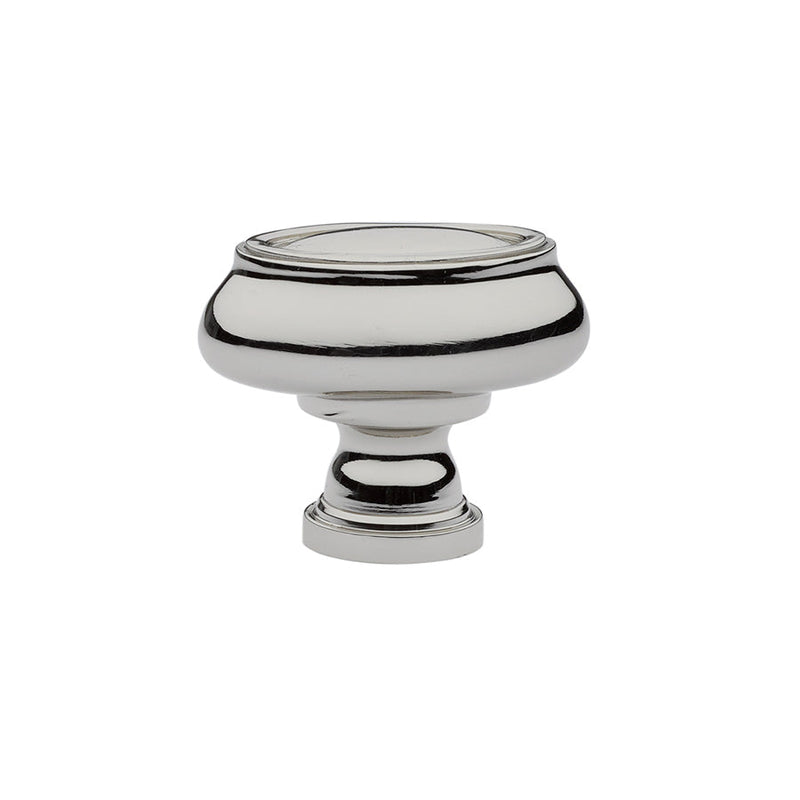 The Emtek Geometric Oval Cabinet Knob, 1 3/4" in Lifetime Polished Nickel finish