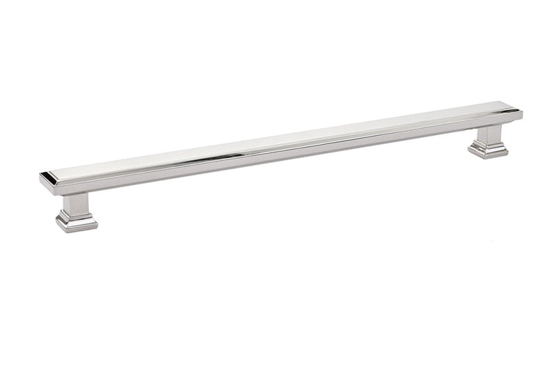 The Emtek Geometric Rectangular Cabinet Pull, 10" Center to Center in Lifetime Polished Nickel finish