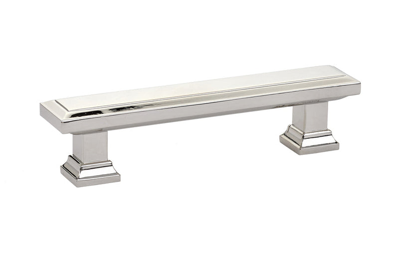 The Emtek Geometric Rectangular Cabinet Pull, 3 1/2" Center to Center in Lifetime Polished Nickel finish