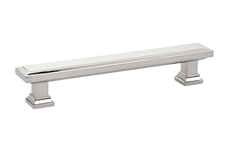 The Emtek Geometric Rectangular Cabinet Pull, 5" Center to Center in Lifetime Polished Nickel finish