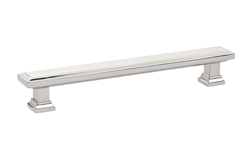 The Emtek Geometric Rectangular Cabinet Pull, 6" Center to Center in Lifetime Polished Nickel finish