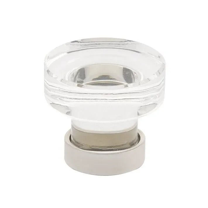 The Emtek Grayson Crystal Glass Knob 1-1/4" Wide (1-1/8" Projection) in Lifetime Polished Nickel finish