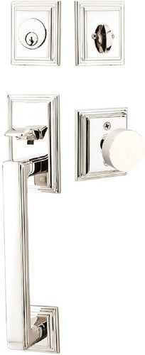 Emtek Hamden Tubular Entrance Handleset With Round Knob in Lifetime Polished Nickel finish