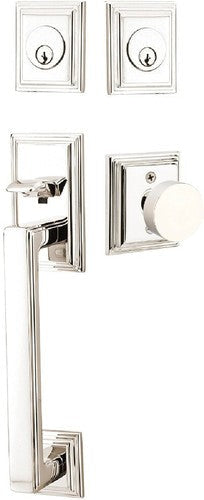 Emtek Hamden Tubular Entrance Handleset With Round Knob in Lifetime Polished Nickel finish