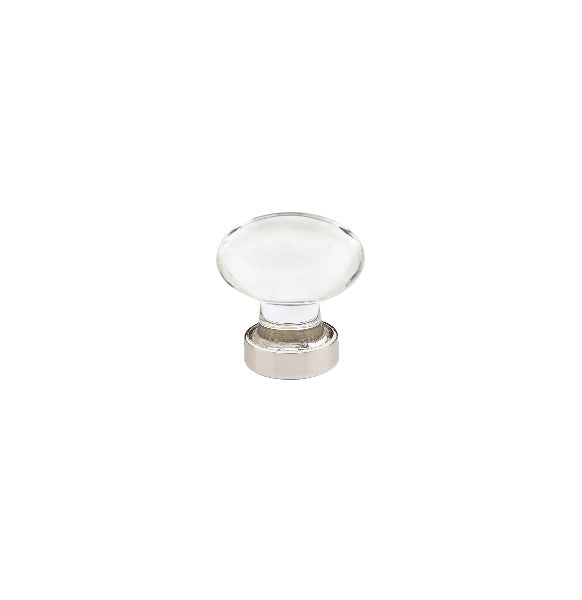 The Emtek Hampton Crystal Glass Knob 1-1/4" Wide in Lifetime Polished Nickel finish