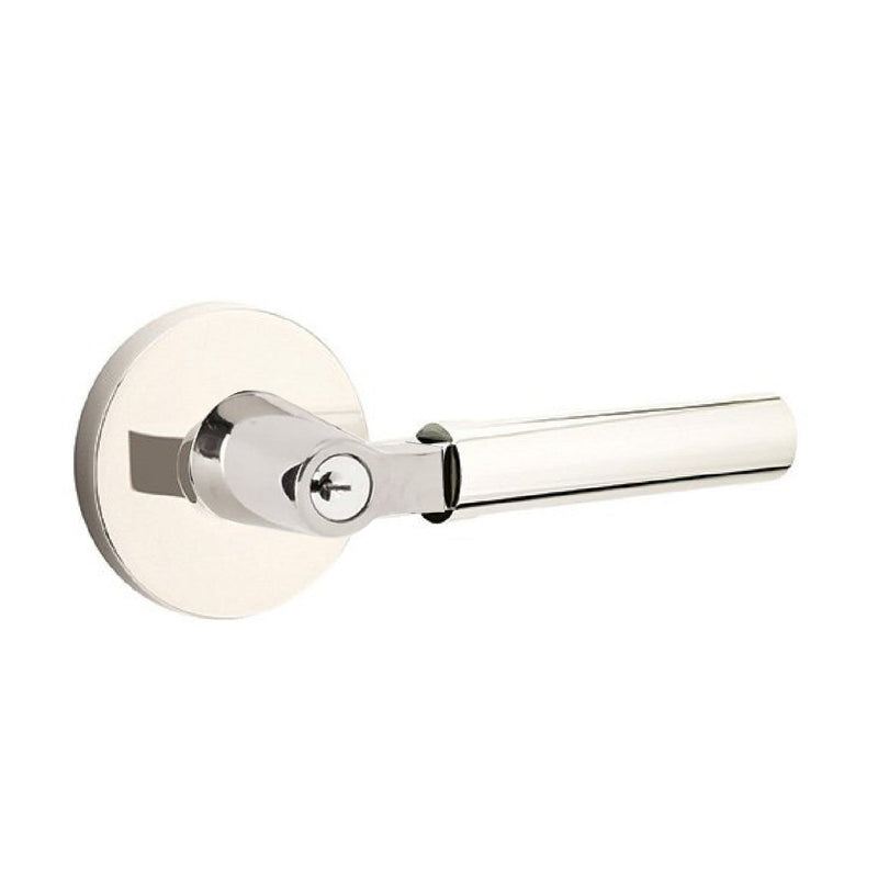 Emtek Hercules Lever With Disk Rosette in Lifetime Polished Nickel finish