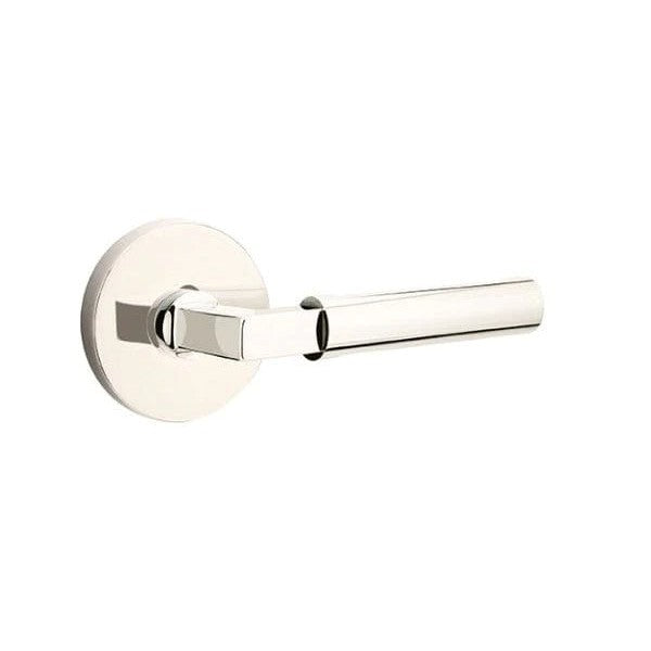 Emtek Hercules Lever With Disk Rosette in Lifetime Polished Nickel finish