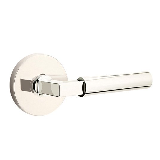 Emtek Hercules Lever With Disk Rosette in Lifetime Polished Nickel finish