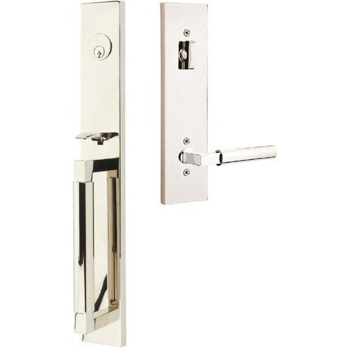 Emtek Hercules Smooth Full Length Tubular Entry Set with Hercules Lever in Lifetime Polished Nickel finish