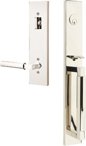 Emtek Hercules Smooth Full Length Tubular Entry Set with Hercules Lever in Lifetime Polished Nickel finish