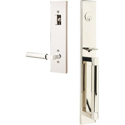 Emtek Hercules Smooth Full Length Tubular Entry Set with Hercules Lever in Lifetime Polished Nickel finish