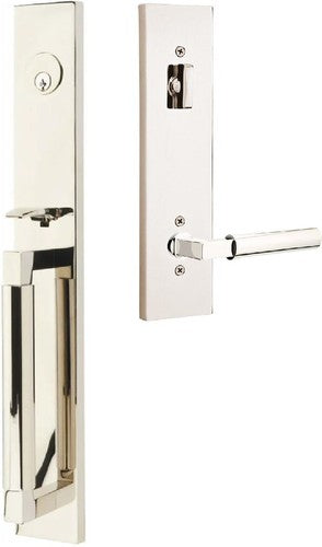 Emtek Hercules Smooth Full Length Tubular Entry Set with Hercules Lever in Lifetime Polished Nickel finish