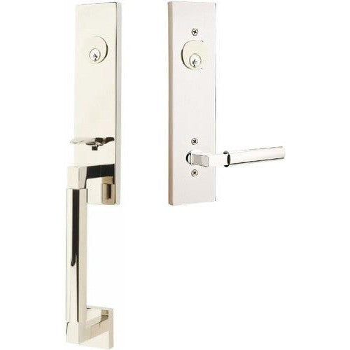 Emtek Hercules Smooth Monolithic Tubular Entry Set with Hercules Lever in Lifetime Polished Nickel finish