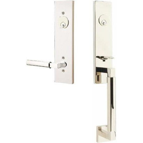 Emtek Hercules Smooth Monolithic Tubular Entry Set with Hercules Lever in Lifetime Polished Nickel finish