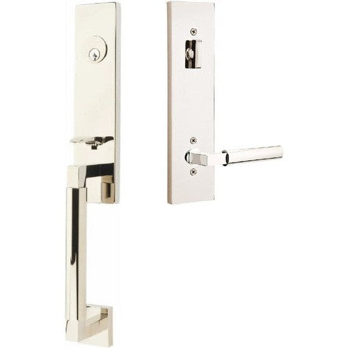 Emtek Hercules Smooth Monolithic Tubular Entry Set with Hercules Lever in Lifetime Polished Nickel finish