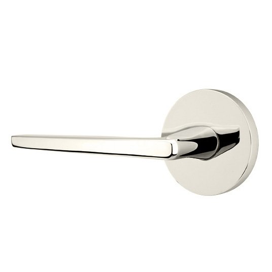 Emtek Hermes Lever With Disk Rosette in Lifetime Polished Nickel finish