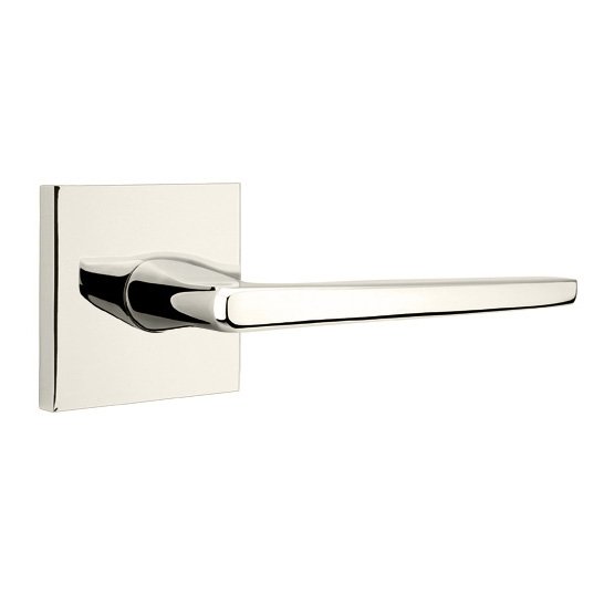 Emtek Hermes Lever With Square Rosette in Lifetime Polished Nickel finish