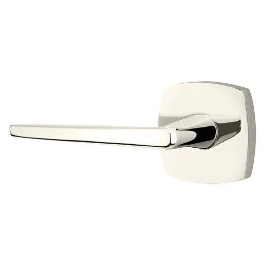 Emtek Hermes Lever With Urban Modern Rosette in Lifetime Polished Nickel finish