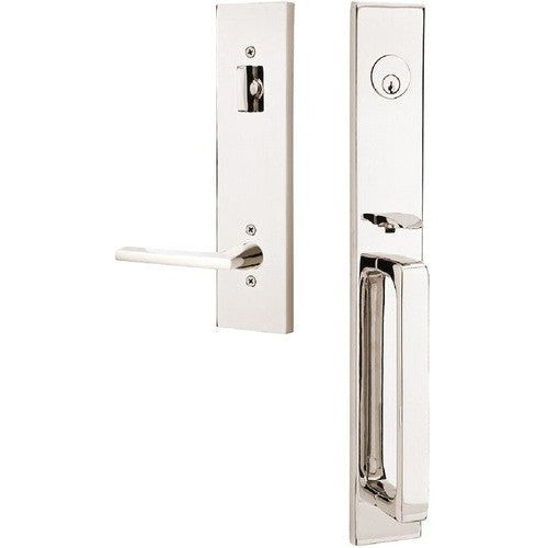 Emtek Lausanne Entrance Handleset With Helios Lever in Lifetime Polished Nickel finish