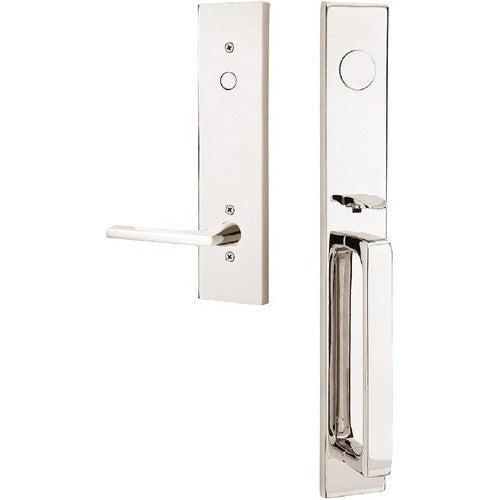 Emtek Lausanne Entrance Handleset With Helios Lever in Lifetime Polished Nickel finish