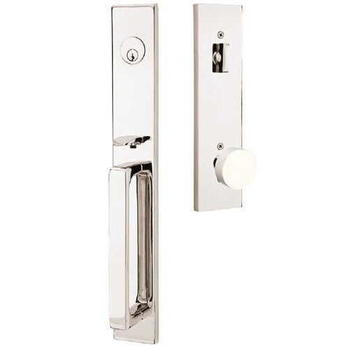 Emtek Lausanne Entrance Handleset With Round Knob in Lifetime Polished Nickel finish