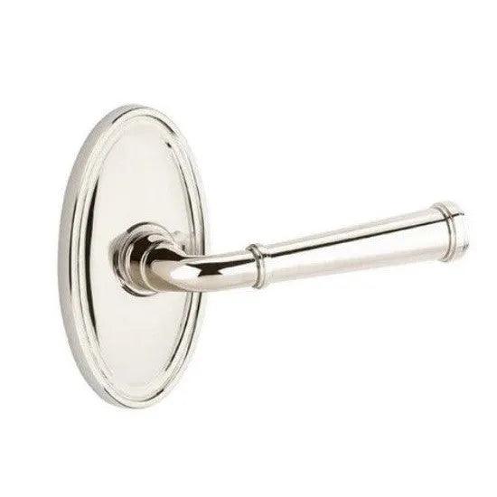 Emtek Merrimack Lever With Oval Rosette in Lifetime Polished Nickel finish