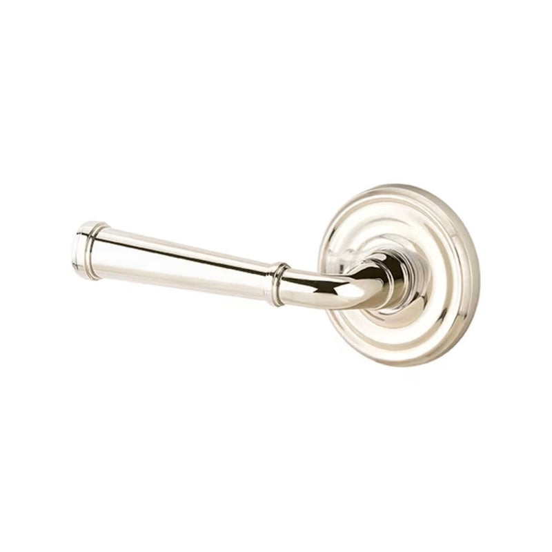 The Emtek Merrimack Lever With Regular Rosette in Lifetime Polished Nickel finish