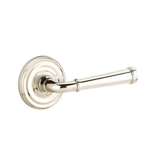 The Emtek Merrimack Lever With Regular Rosette in Lifetime Polished Nickel finish