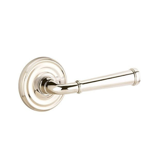 The Emtek Merrimack Lever With Regular Rosette in Lifetime Polished Nickel finish