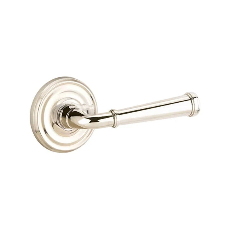 The Emtek Merrimack Lever With Regular Rosette in Lifetime Polished Nickel finish