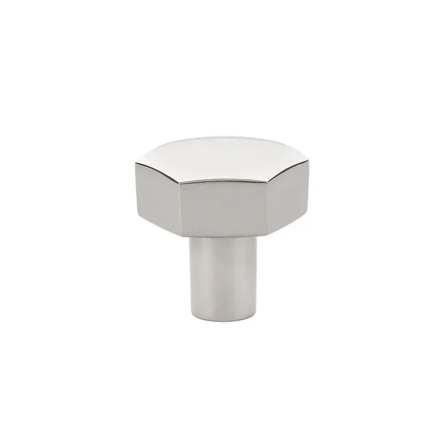 The Emtek Mod Hex Knob 1-1/8" in Lifetime Polished Nickel finish