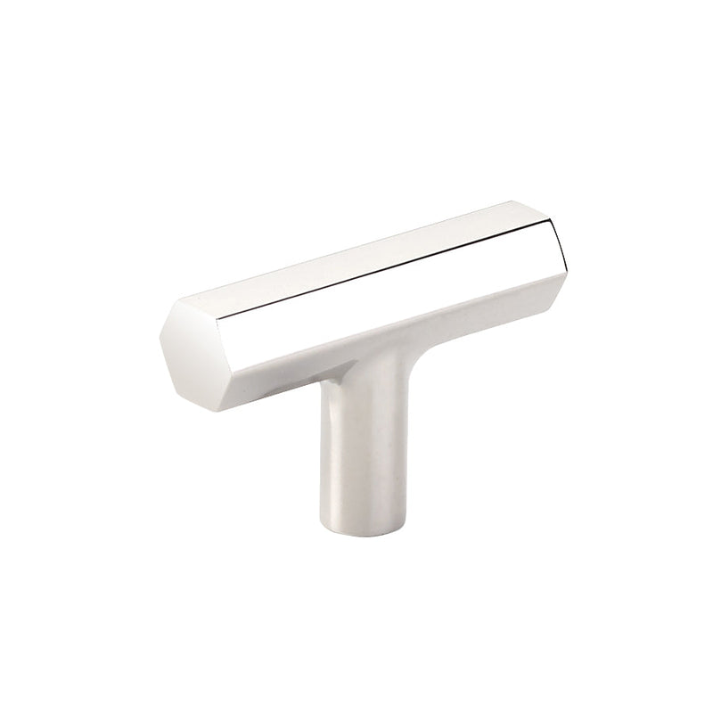 The Emtek Mod Hex T-Knob 2" in Lifetime Polished Nickel finish