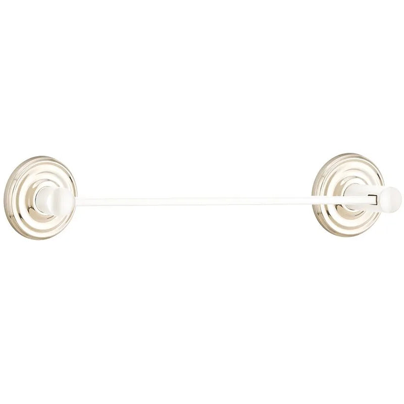 Emtek Modern Brass Towel Bar (30" Wide) With Regular Rosette in Lifetime Polished Nickel finish