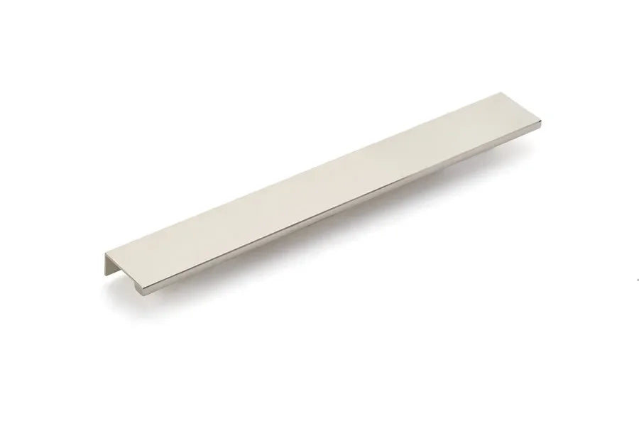 The Emtek Cabinet Edge Pull, 12" Center to Center in Lifetime Polished Nickel finish