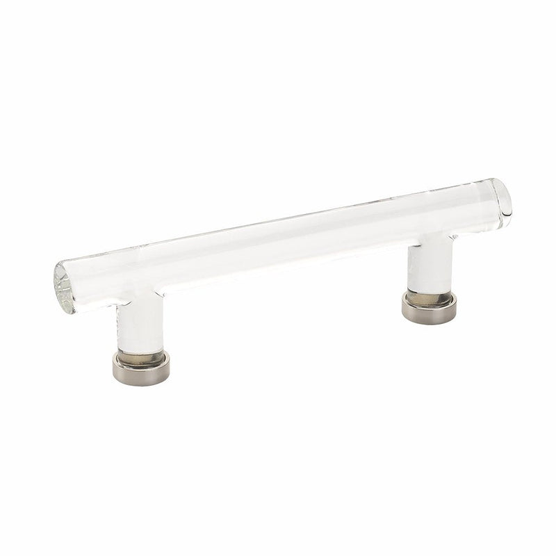 The Emtek Modern Glass Bar Cabinet Pull, 4" Center to Center in Lifetime Polished Nickel finish