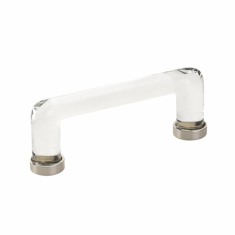 The Emtek Modern Glass Cabinet Pull, 4" Center to Center in Lifetime Polished Nickel finish