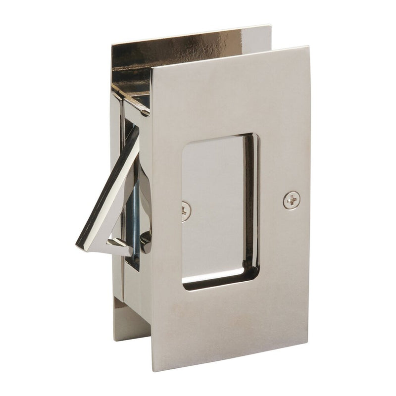 Emtek Passage Modern Rectangular Pocket Door Lock in Lifetime Polished Nickel finish