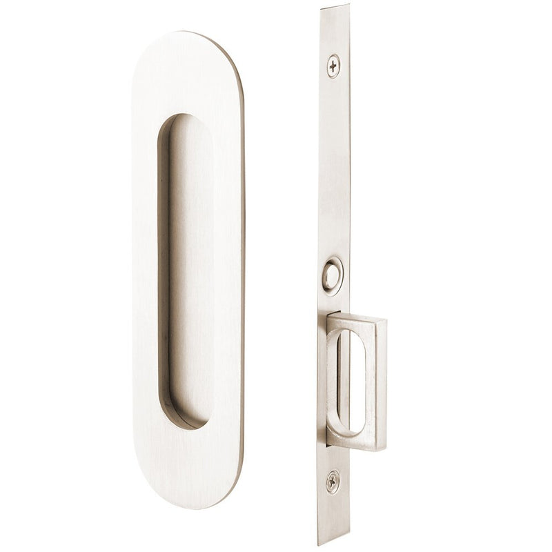 Emtek Passage Narrow Oval Pocket Door Mortise Lock in Lifetime Polished Nickel finish