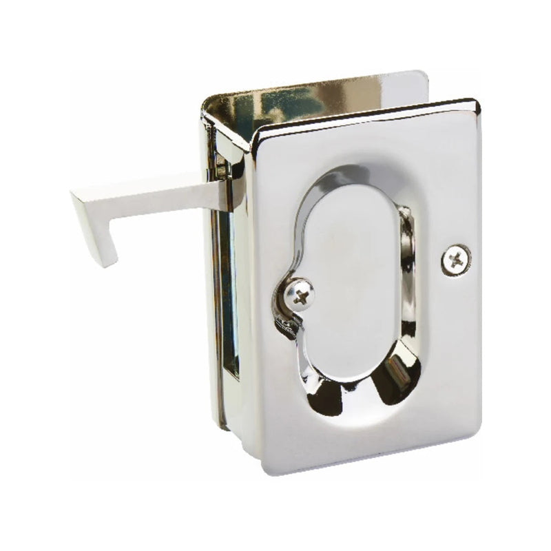 The Emtek Passage Standard Pocket Door Lock in Lifetime Polished Nickel finish