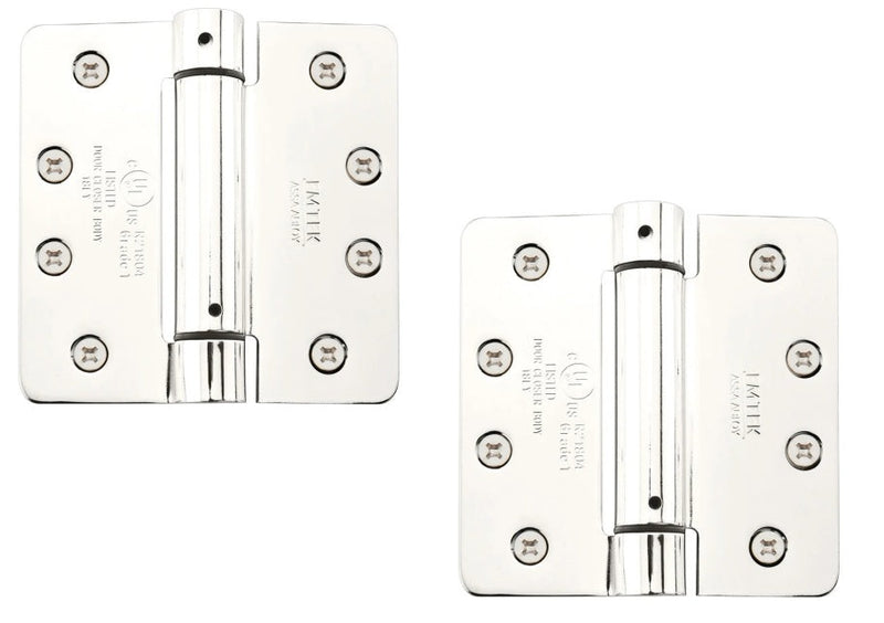 Emtek Plated Steel UL Listed Spring Hinge, 4" x 4" with 1/4" Radius Corners in Lifetime Polished Nickel finish